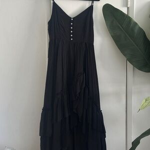 Joyfolie Black and White Tiered High Low Sundress